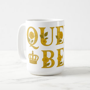 Queen Bee Guld Royal Krona Blommigt Honungsbin Kaffemugg