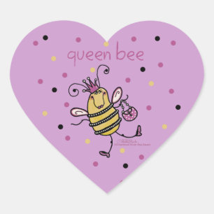 Queen Bee Hjärtformat Klistermärke