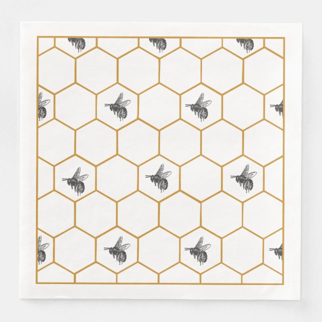 Queen Bee & Honeycomb Napkins Pappersservett (Framsida)