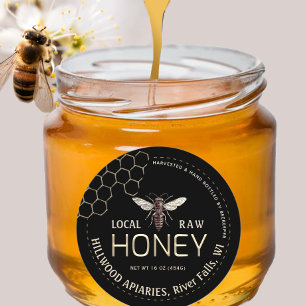 Queen Bee Honung Burk-etikett Local Raw Hand Botte Runt Klistermärke