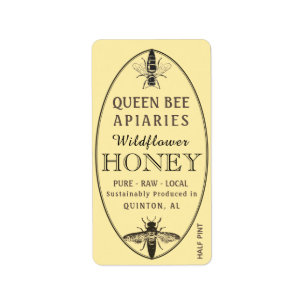 Queen Bee Honung med Oval Adress eller Shipping St Adressetikett