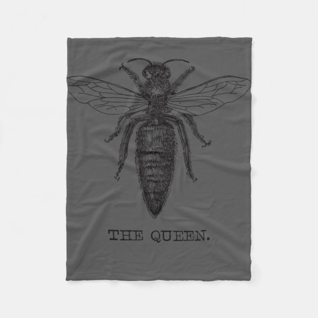 Queen Bee Illustration Classic Teckning Fleecefilt (Framsidan)