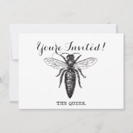 Queen Bee Illustration Classic Teckning Inbjudningar