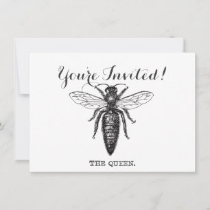 Queen Bee Illustration Classic Teckning Inbjudningar