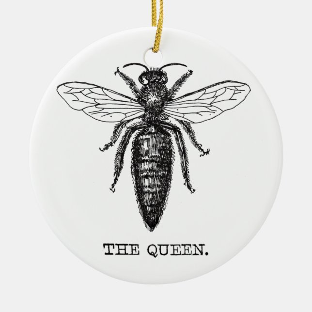 Queen Bee Illustration Classic Teckning Julgransprydnad Keramik (Framsidan)