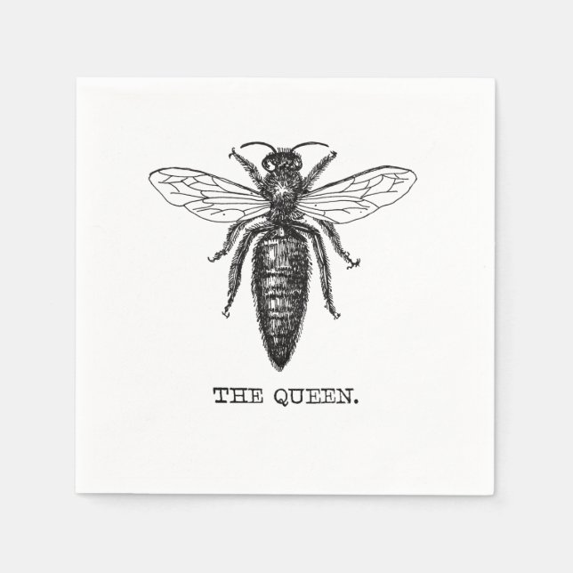 Queen Bee Illustration Classic Teckning Pappersservett (Framsidan)