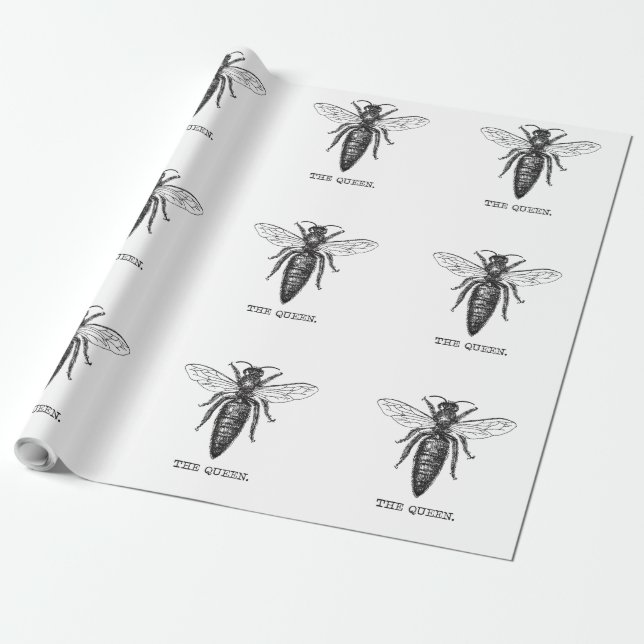Queen Bee Illustration Classic Teckning Presentpapper (Utrullad)