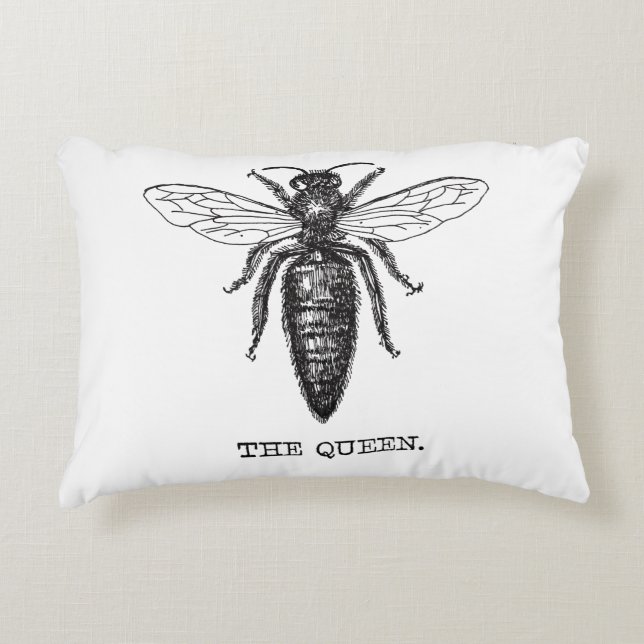Queen Bee Illustration Classic Teckning Prydnadskudde (Framsidan)