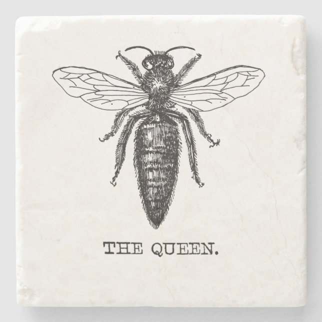 Queen Bee Illustration Classic Teckning Stenunderlägg (Framsidan)