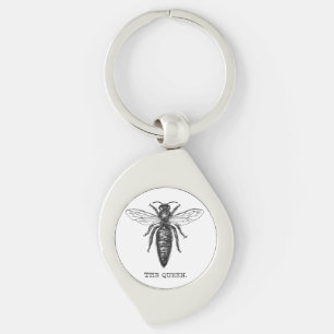 Queen Bee Illustration Classic Teckning Swirl Silverfärgad Nyckelring