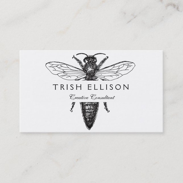 Queen Bee Illustration Classic Teckning Visitkort (Framsida)