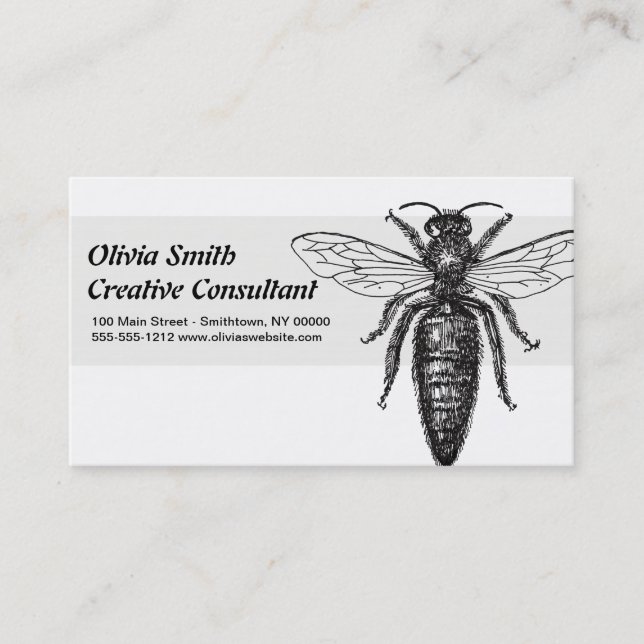 Queen Bee Illustration Classic Teckning Visitkort (Framsida)