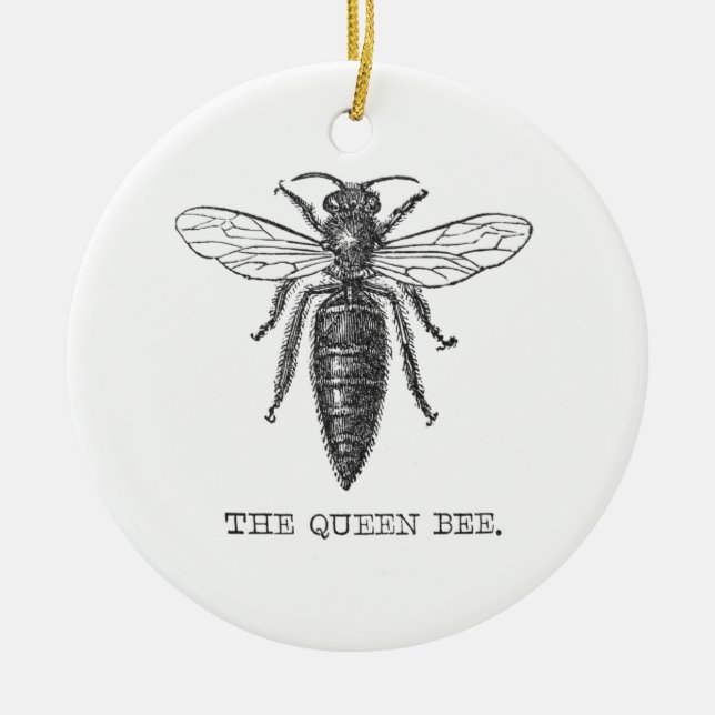 Queen Bee Illustration Kryp Insekt Julgransprydnad Keramik (Framsidan)