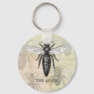 Queen Bee Illustration Kryp Insekt Nyckelring