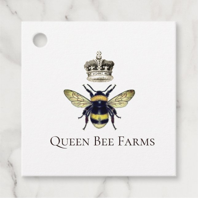 Queen Bee Krona Apiary Bebiodlingseper Farm Honung Gåvor Etiketter (Framsida)