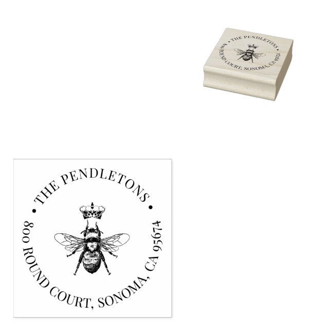 Queen Bee Krona Family Namn Returadress Self-in Stämpel (Stämplad)