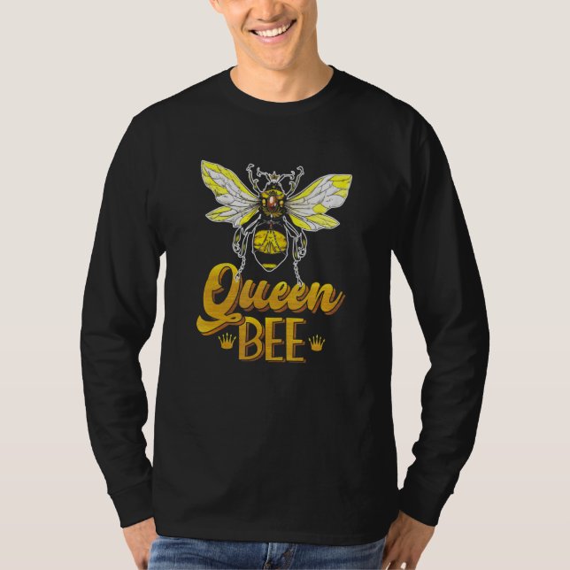 Queen Bee Krona Honungsbin Hive Biodling T Shirt (Framsida)
