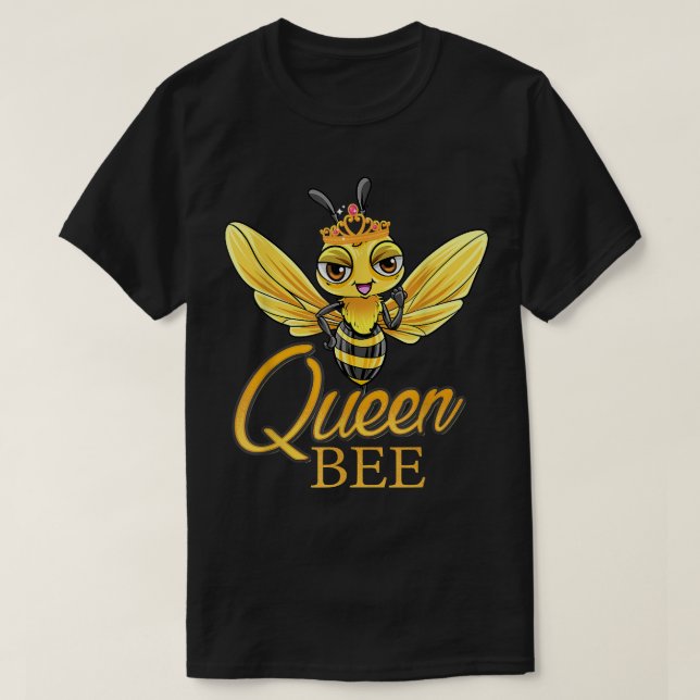 Queen Bee Krona Women Girls Honungsbin Hive biodli T Shirt (Design framsida)
