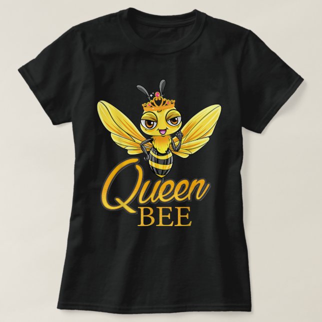 Queen Bee Krona Women Girls Honungsbin Hive biodli T Shirt (Design framsida)