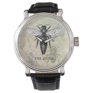 Queen Bee Kryp Insekt Antique Illustration Armbandsur