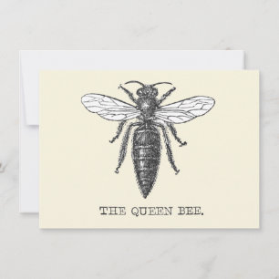 Queen Bee Kryp Insekt Antique Illustration Inbjudningar