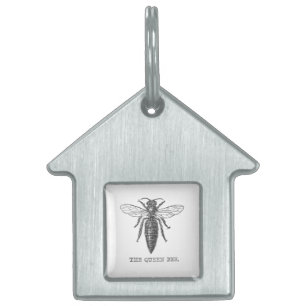 Queen Bee Kryp Insekt Antique Illustration Namnbricka Husdjur