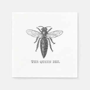 Queen Bee Kryp Insekt Antique Illustration Pappersservett
