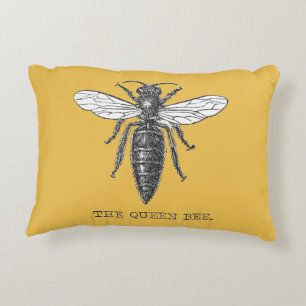 Queen Bee Kryp Insekt Antique Illustration Prydnadskudde