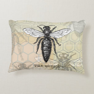 Queen Bee Kryp Insekt Antique Illustration Prydnadskudde