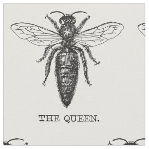 Queen Bee Kryp Insekt Antique Illustration Tyg