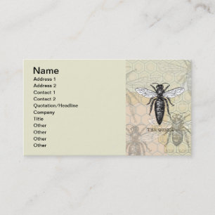 Queen Bee Kryp Insekt Antique Illustration Visitkort