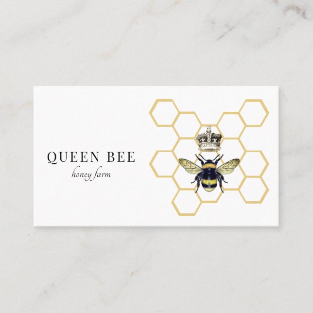 Queen Bee Logotyp Honeybee Bibibiffer Visitkort (Framsida)