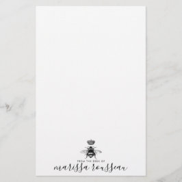 Queen Bee Logotyp Krona Handskript Namn Brevpapper