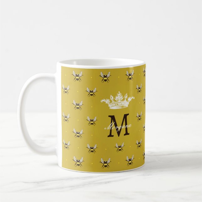 Queen Bee Modern Vintage Monogram Kaffemugg (Vänster)