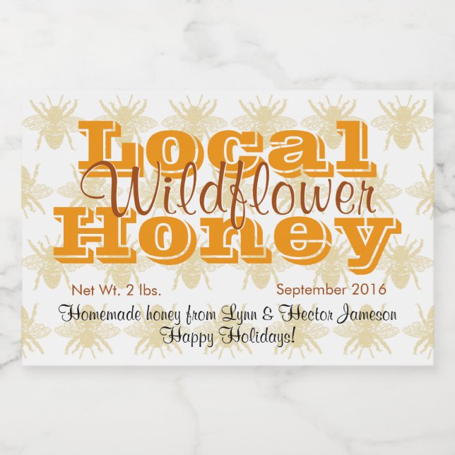 Queen Bee Mönster Personlig Honung Burk Mat Etiketter (Singel etikett)