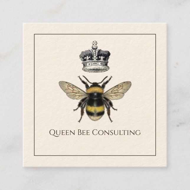 Queen Bee och Krona Consulting Fyrkantigt Visitkort (Framsida)