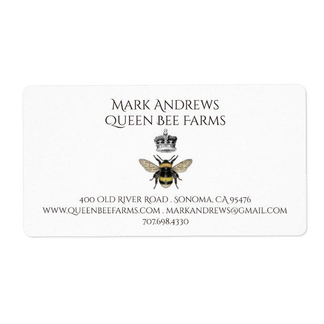 Queen Bee och Krona eller biodling Fraktsedel (Framsidan)
