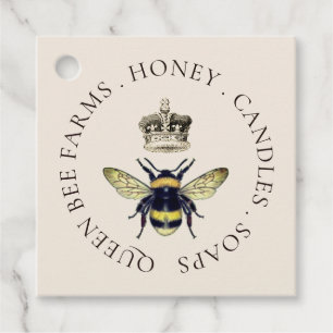 Queen Bee och Regal Krona Cream Apiary Gåvor Etiketter