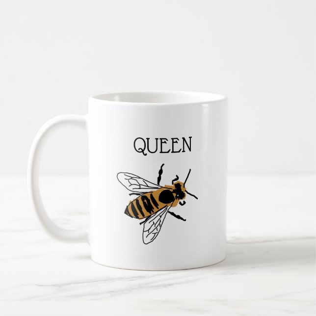 Queen Bee Painting Insekt Coffee Mugg (Vänster)