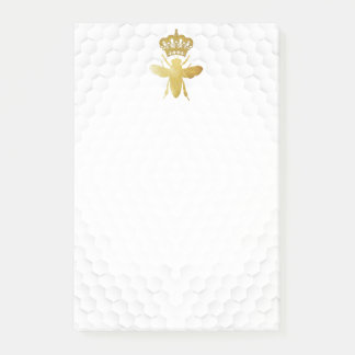 QUEEN BEE Post IT Notes - Guld Bee Krona Honeycomb Post-it Block
