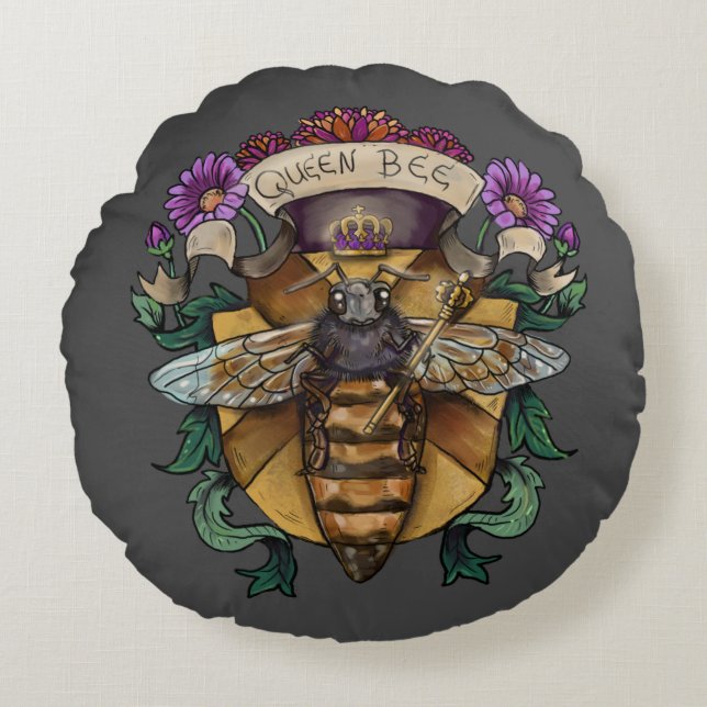 Queen Bee Royal Rund Kudde (Framsidan)