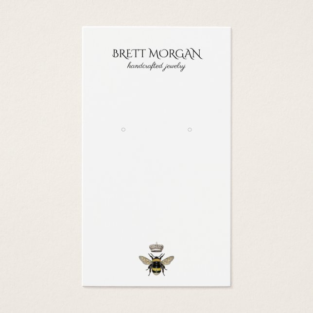 Queen Bee Typography Earring Jewelry Visning Card Visitkort (Framsidan)