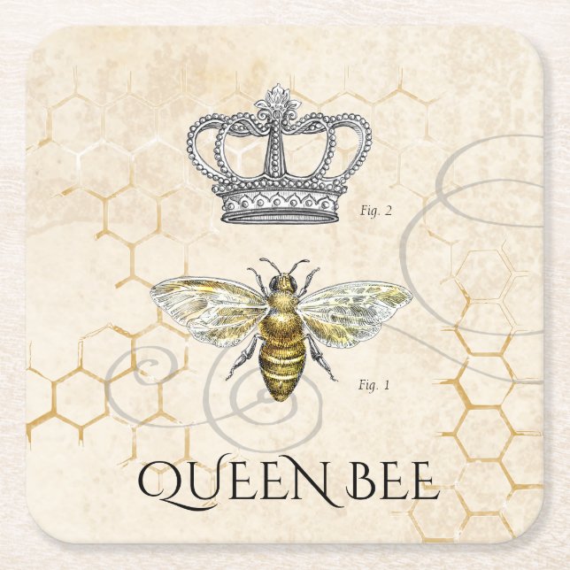 Queen Bee Underlägg Papper Kvadrat (Framsidan)