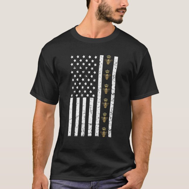 Queen Bee US Flag T Shirt (Framsida)