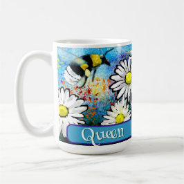 Queen Bee Whimsical Bumblebee Daisies Personalized Kaffemugg
