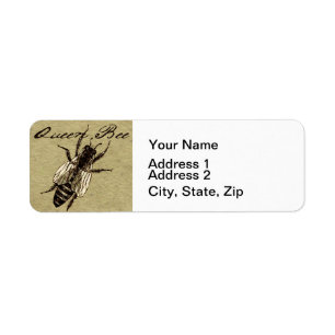 Queen Bee Wildlife Kryp Insekt Returadress Etikett