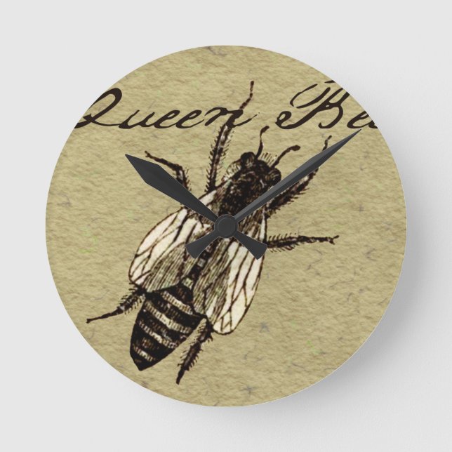 Queen Bee Wildlife Kryp Insekt Rund Klocka (Framsida)