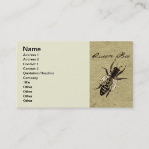 Queen Bee Wildlife Kryp Insekt Visitkort
