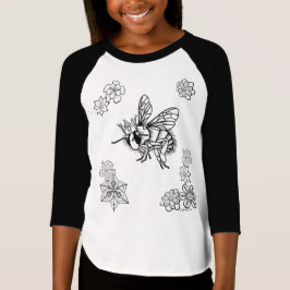 Queen Bee with Flowers Back Vingar by Sonja A.S. T-shirt