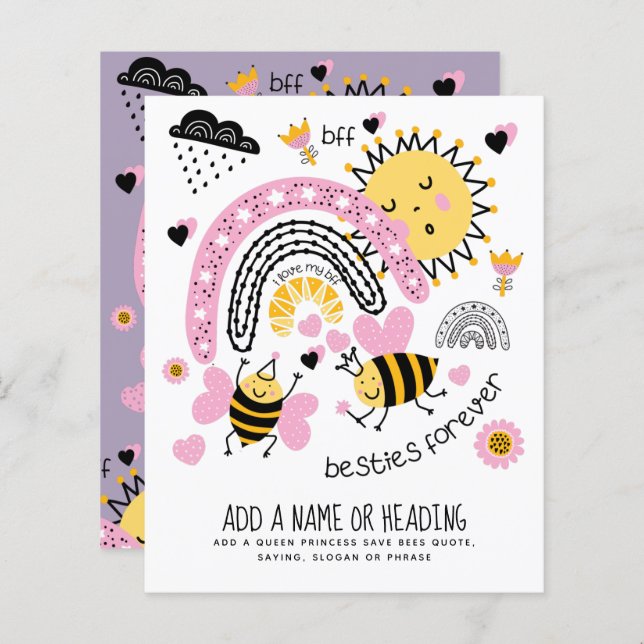 Queen Bees Best Friends for Cute BFF Girls (Fram/baksida)